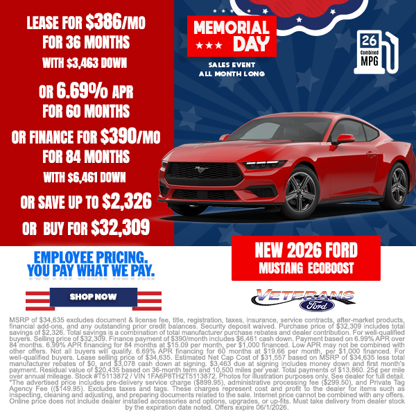 Special offer on 2026 Ford Mustang 2026 Ford Mustang EcoBoost